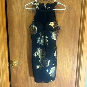 Emerald Sundae Dress - Black with Metallic Flowers